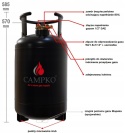 Butla gazowa stalowa Propan Butan LPG z wielozaworem CAMPKO 16kg (30l)