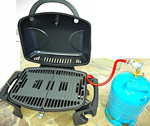 Kemper - Przenośny Grill gazowy 3,5kW żeliwny 2w1 na kartusze i butle LPG